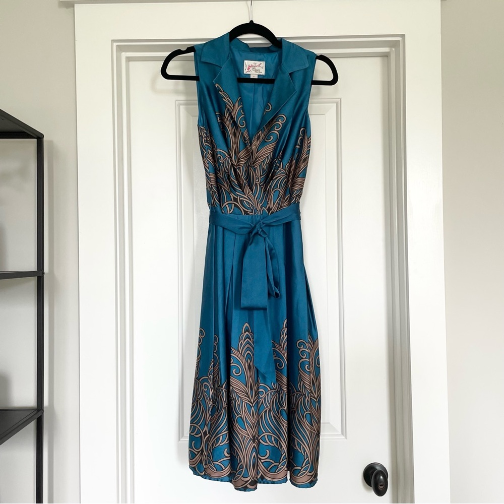 Cece’s New York Sleeveless Midi Dress w/ Collar Neckline, Pleated Skirt - Size 8